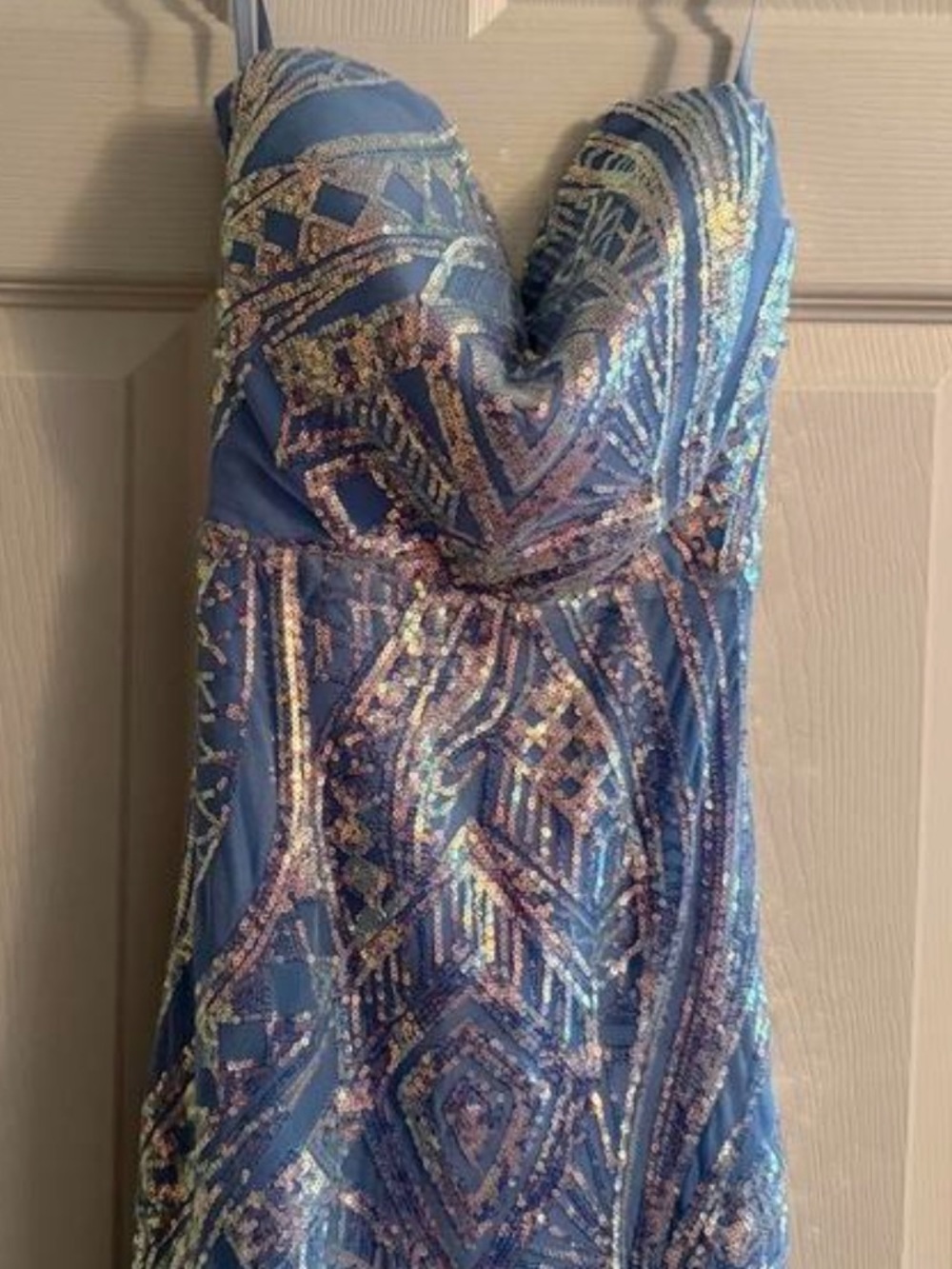Blue and pink Sequin Evening Dress